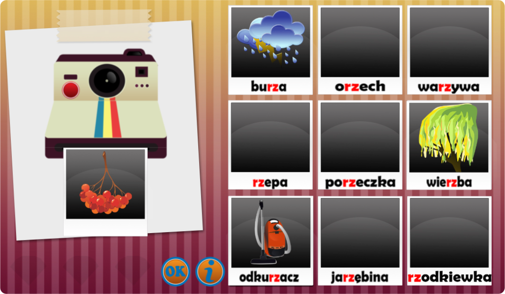 Dopasuj wyrazy z RZ do obrazów