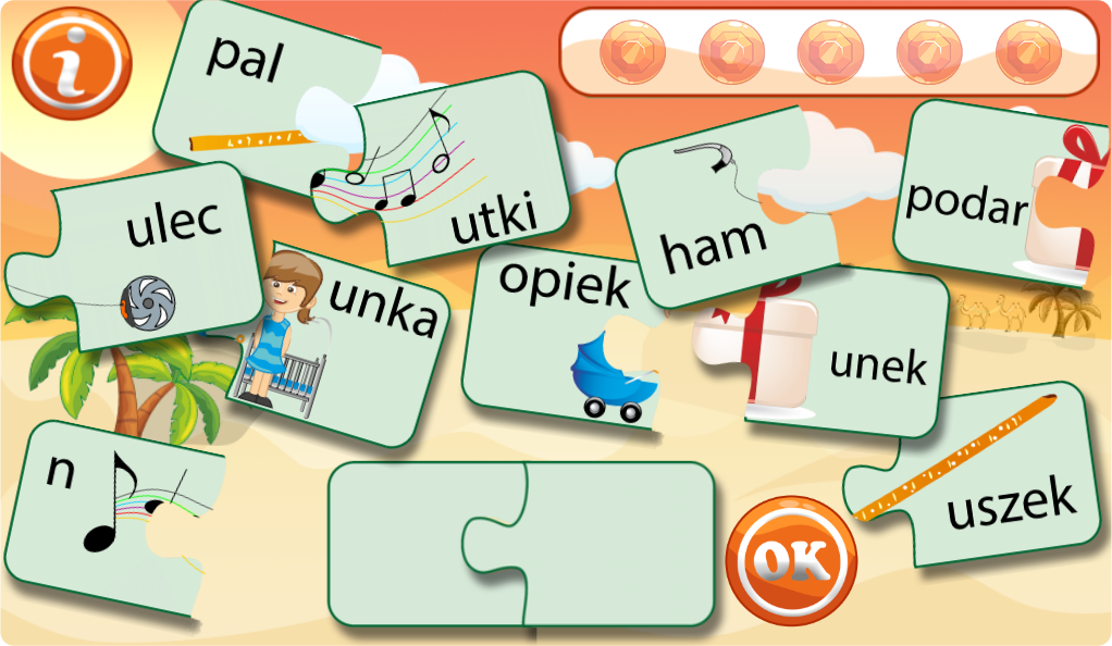 Ułóż puzzle ze słowami z U