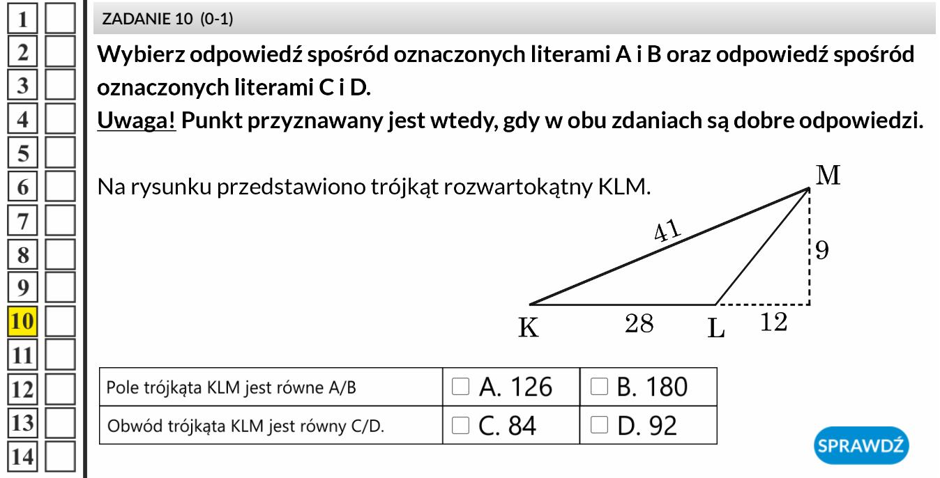 Egzamin ósmoklasisty matematyka Pole trójkąta
