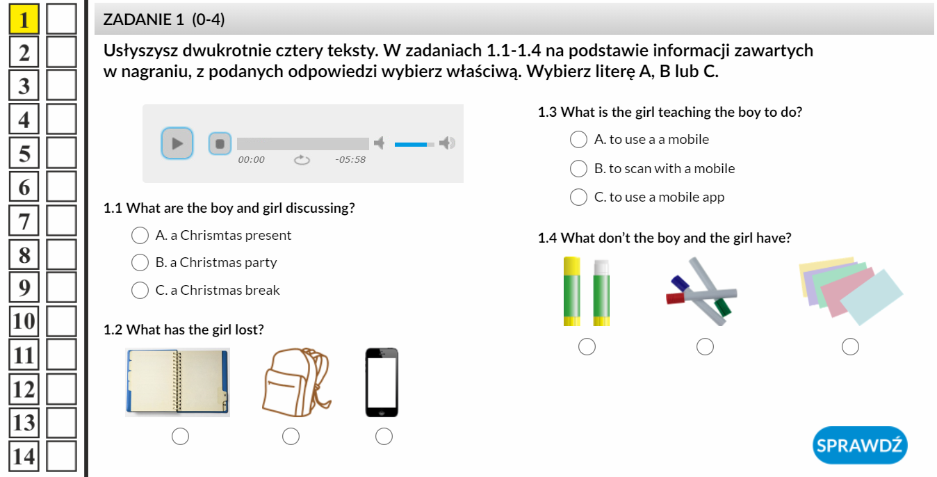 Egzamin ósmoklasisty angielski Słuchanie nr1