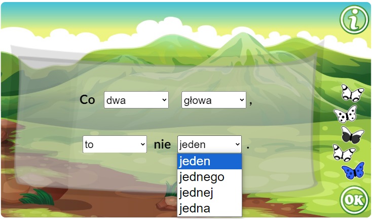 Odmienne części mowy przysłowia