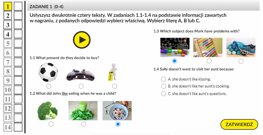 Test ósmoklasisty angielski Słuchanie