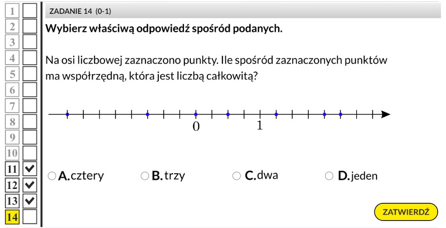 Test ósmoklasisty matematyka Oś liczbowa