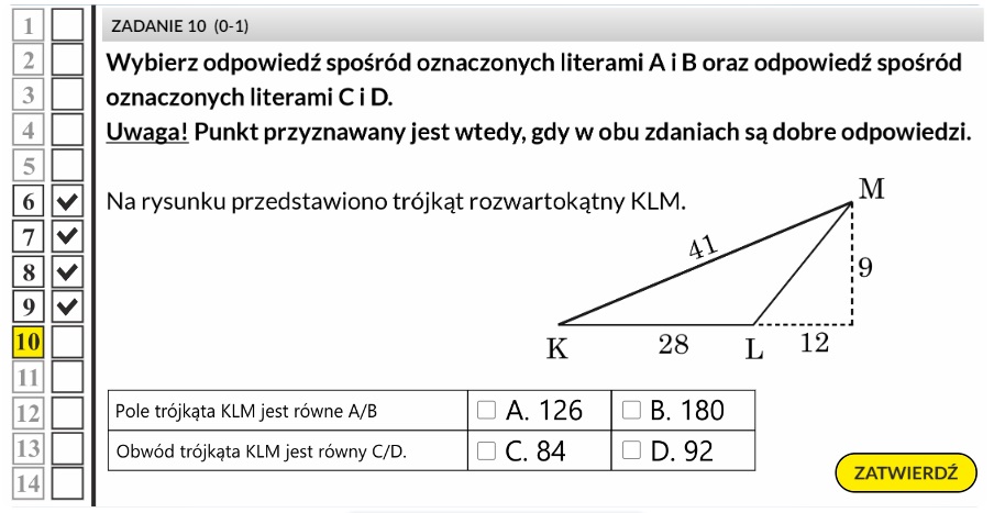 Test ósmoklasisty matematyka Trójkąt