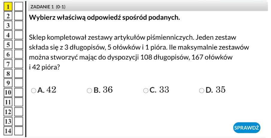 Test ósmoklasisty matematyka Zadanie z treścią