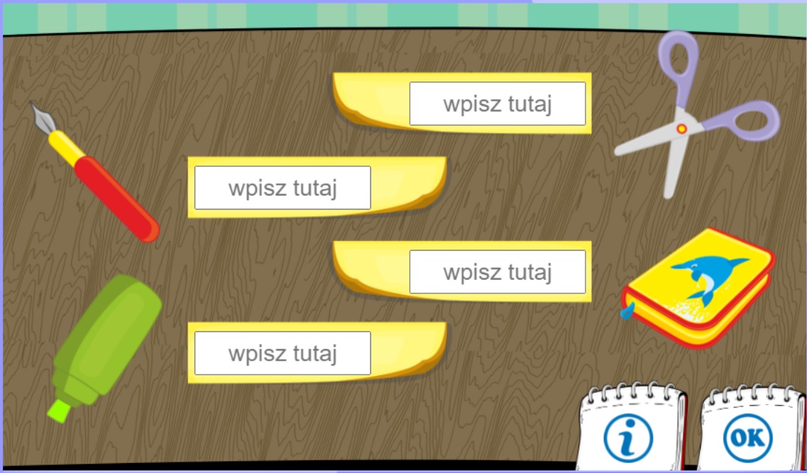 Wpisz nazwy przyborów szkolnych