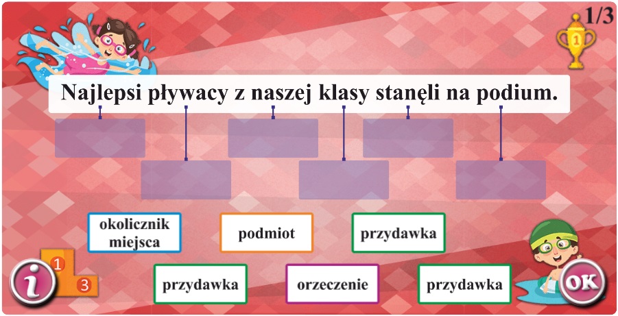 Wskaż części zdania