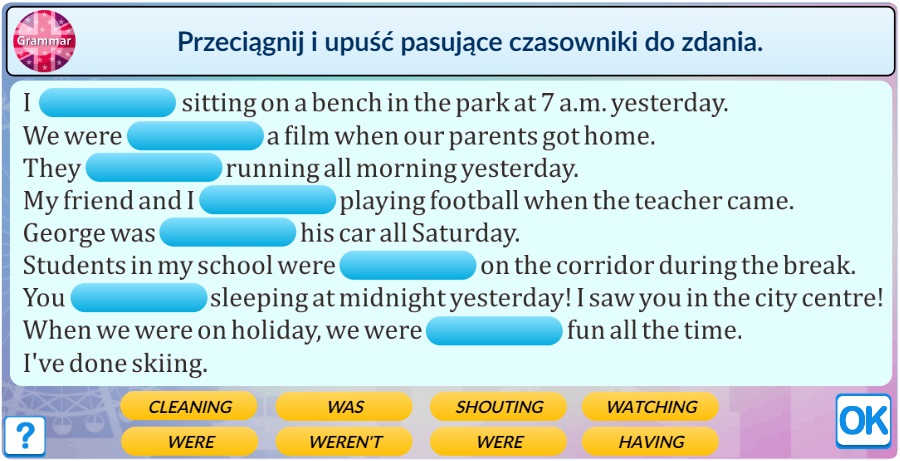 Angielski gramatyka past continuous