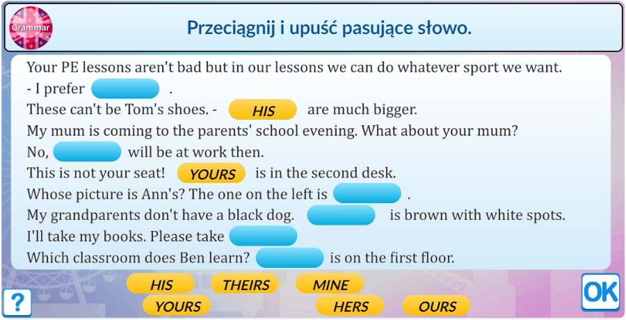 Angielski przymiotniki dzierżawcze zaimki