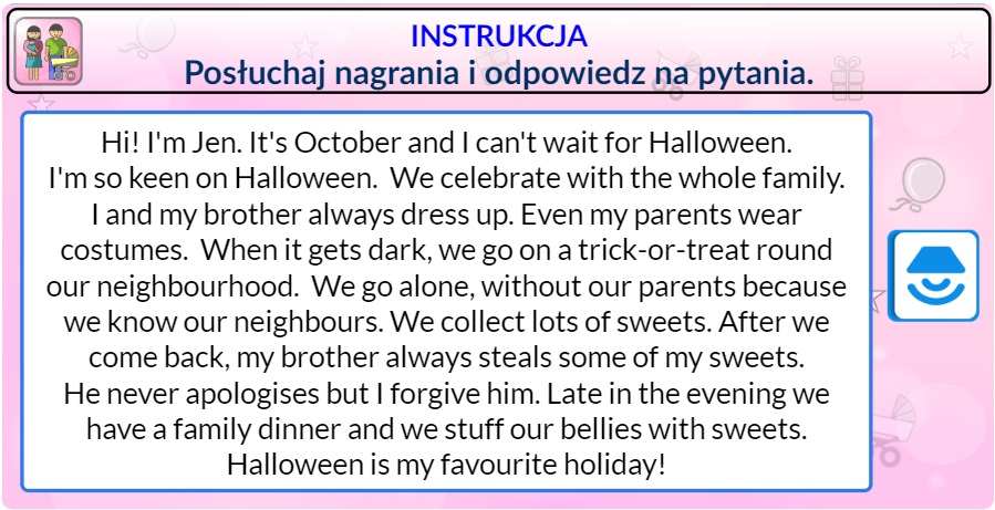 Angielski słuchanie ŻYCIE RODZINNE