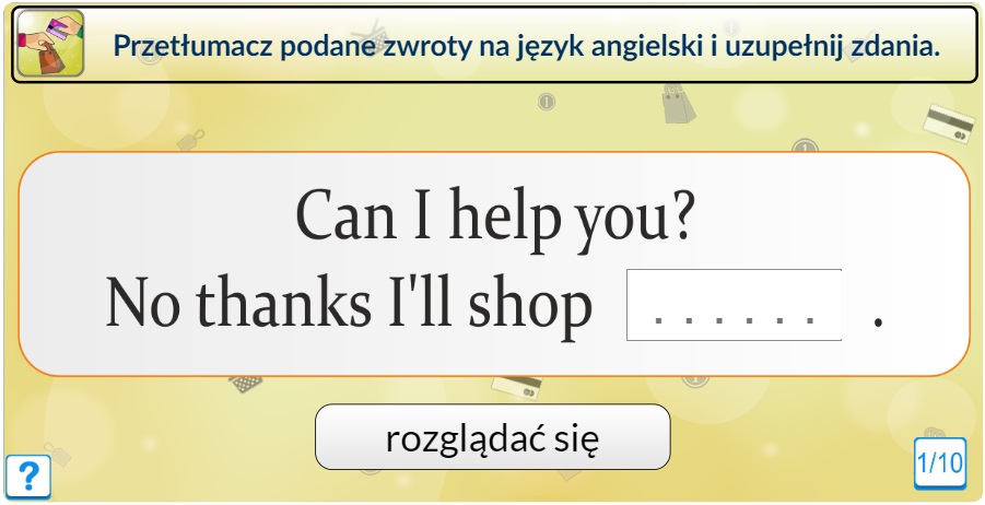Angielski zwroty wyrażenia ZAKUPY