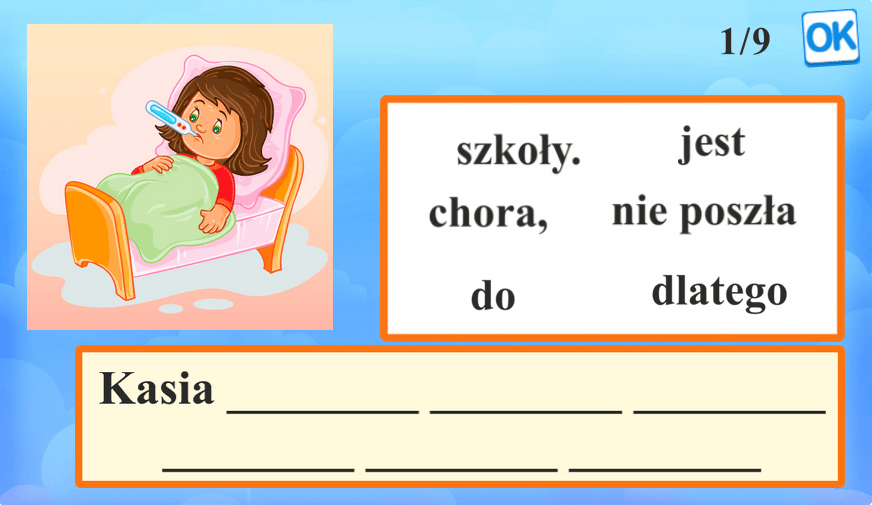 Ułóż zdanie z rozsypanych wyrazów